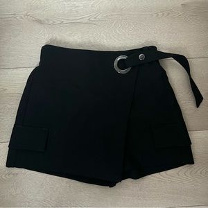 Bershka Black Cargo Skort with Silver Hoop